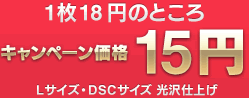 1枚15円のところ キャンペーン価格12円 Lサイズ・DSCサイズ 光沢仕上げ